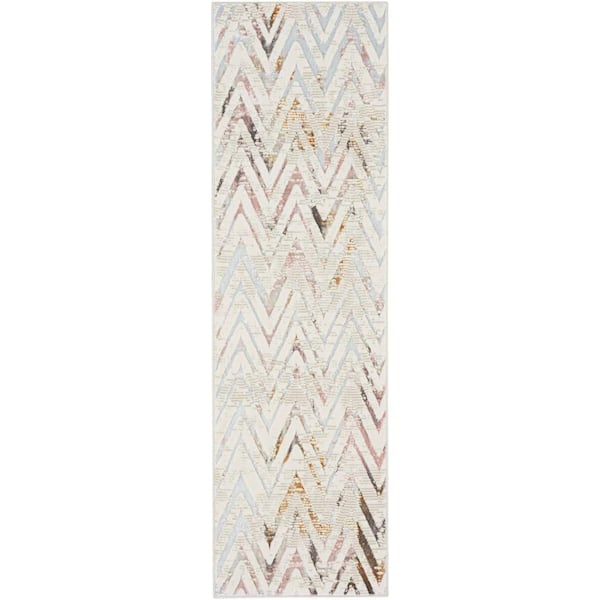 Nourison Glam Multicolor 2 ft. x 8 ft. Chevron Contemporary Kitchen Runner Area Rug