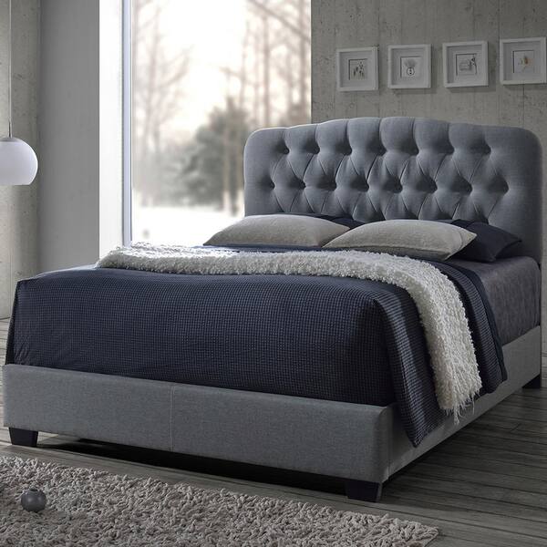 Baxton Studio Romeo Transitional Gray Fabric Upholstered King Size Bed