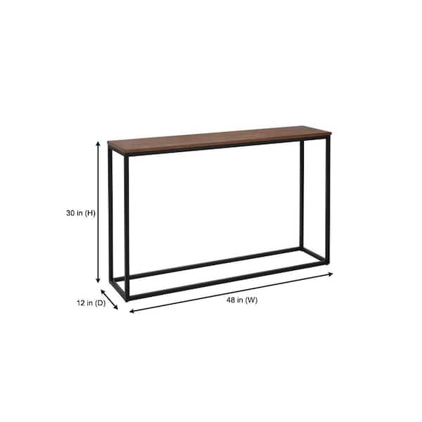 Donnelly Black Console Table with Haze Wood Top (48 in. W)