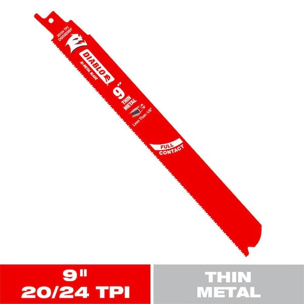 DIABLO 9 in. 20/24 TPI Bi-Metal Reciprocating Saw Blade for Thin Metal