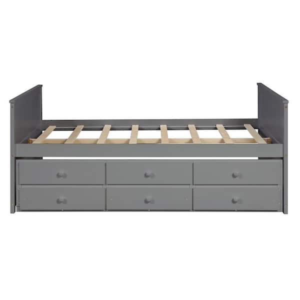 Unbranded Gray Full Daybed with Twin Size Trundle and 3-Drawers