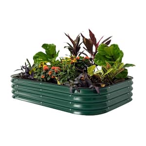 11 in. Tall 6 in 1 Modular Metal Raised Planter Bed British Green