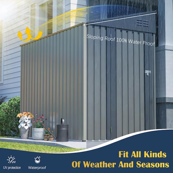 Hohuqeri 4 ft. W x 7 ft. D Metal Storage Shed, Waterproof Outdoor