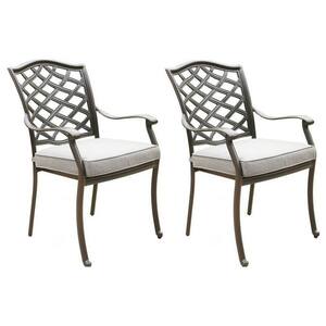 Wynn Gray Aluminum Modern Patio Dining Armchair with Cushion