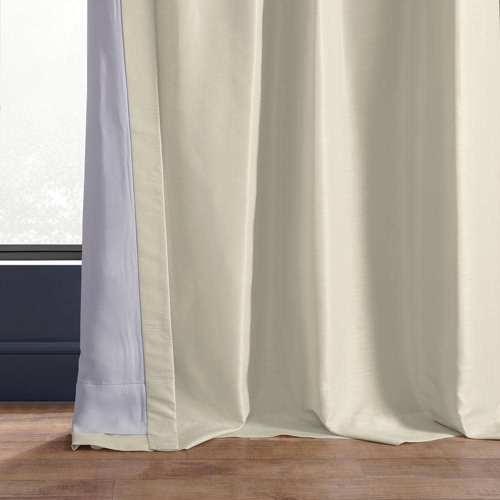 Extra Long Off-White Blackout Faux Silk Drapes