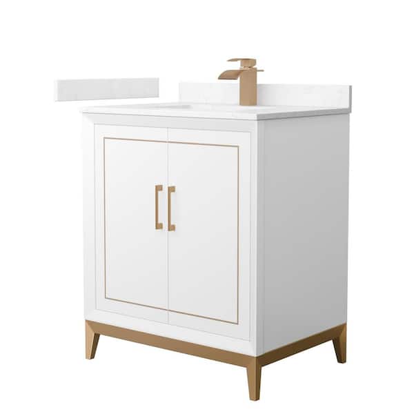 Wyndham Collection Marlena 30 in. W x 22 in. D x 35.25 in. H Single Bath Vanity in White with Carrara Cultured Marble Top