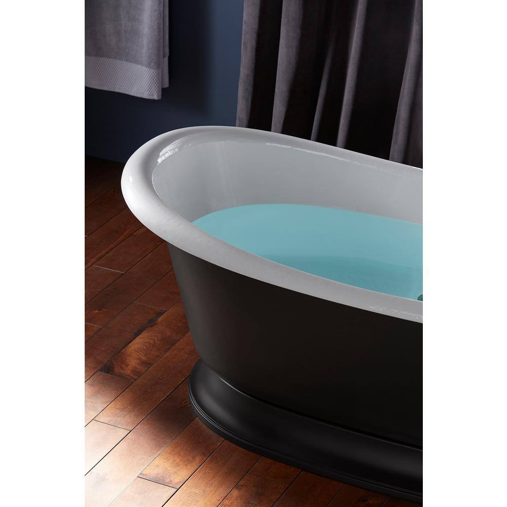 Artifacts 66" White and Black Cast Iron Clawfoot Freestanding Bath