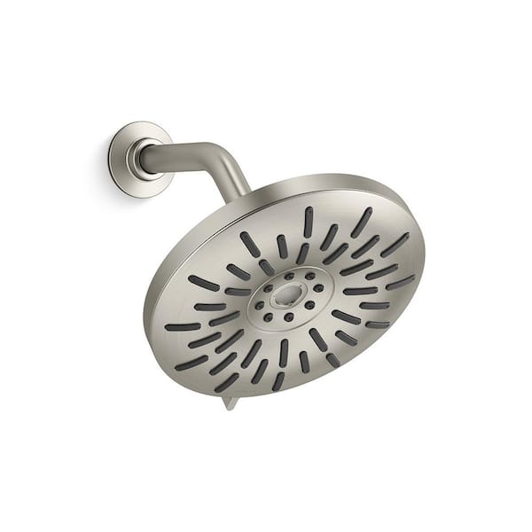 Photo 1 of Bellerose 3-Spray Patterns 1.75 GPM 8 in. Wall Mount Fixed Shower Head in Vibrant Brushed Nickel