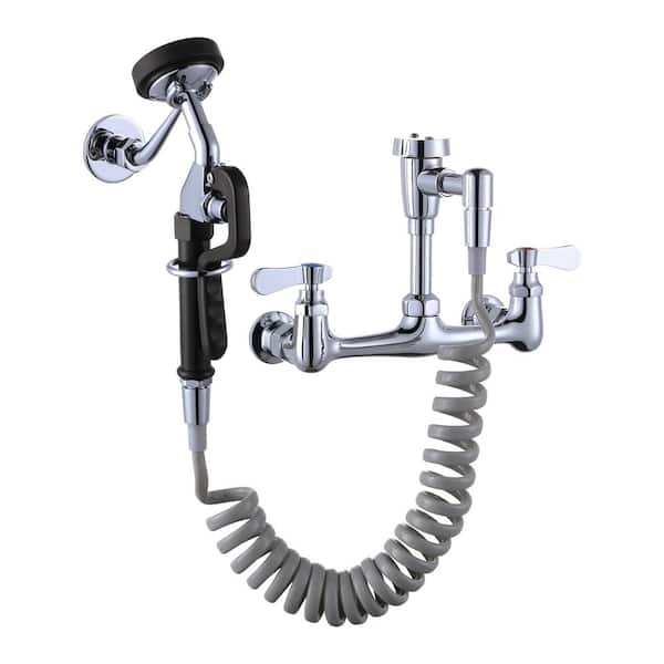 ARCORA Commercial Wall Mounted Double Handle Pet Grooming Faucet in Chrome