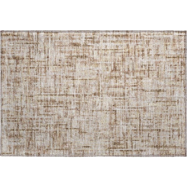 Mayfield Premium Machine Washable Abstract AMF2130 Brown 2 ft. x 3 ft. Accent Rug
