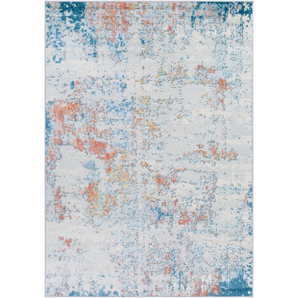 Livabliss Yamikani Teal/Coral 7 ft. x 9 ft. Indoor Area Rug
