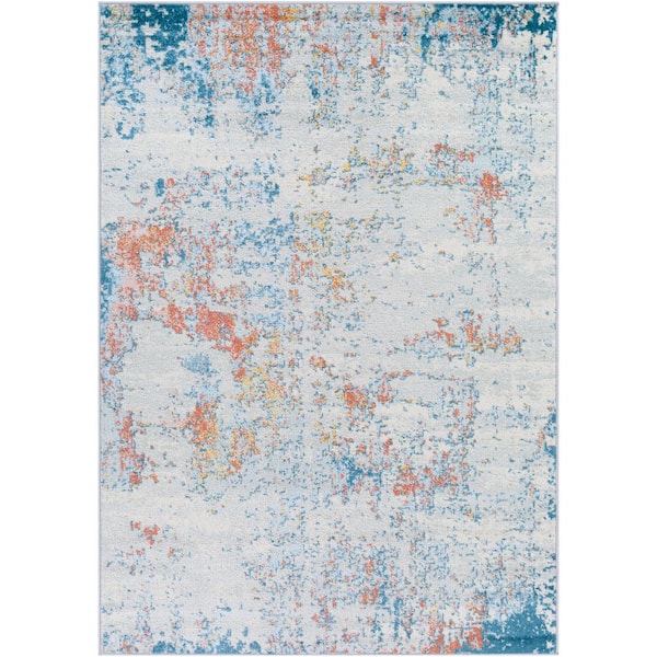 Livabliss Yamikani Teal/Coral 8 ft. x 10 ft. Indoor Area Rug