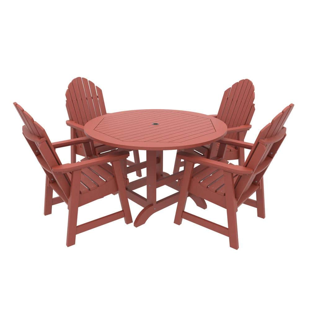 Highwood Muskoka 5Pieces Round Bistro Recycled Plastic Outdoor Dining Set CMST5SQD1RED The