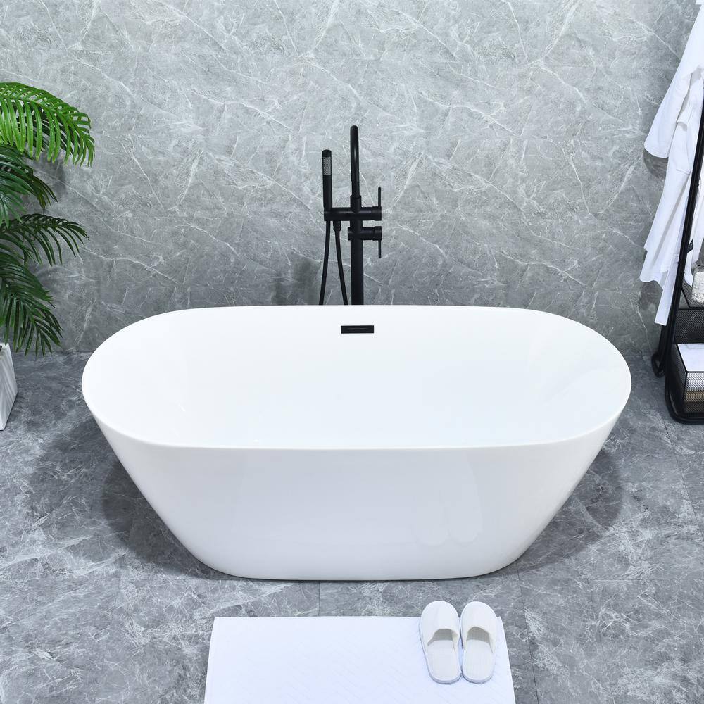 Matte Black Gooseneck Floor Mounted Tub Faucet with Handshower