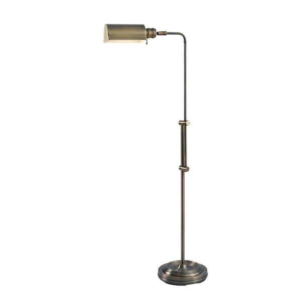 Denton 50 In Antique Brass Floor Lamp, Antique Adjustable Pharmacy Desk Lamp