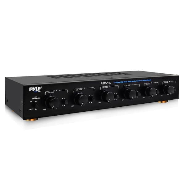Pyle PSPVC6 6 Zone Channel Speaker Switch Selector - Volume Control Hub for Multi-Channel High-Powered Amplifiers