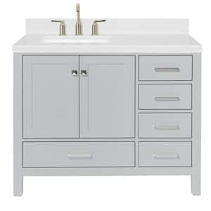 Cambridge 42.25 in. W x 22 in. D x 36 in. H Single Sink Freestanding Bath Vanity in Grey with Carrara Quartz Top