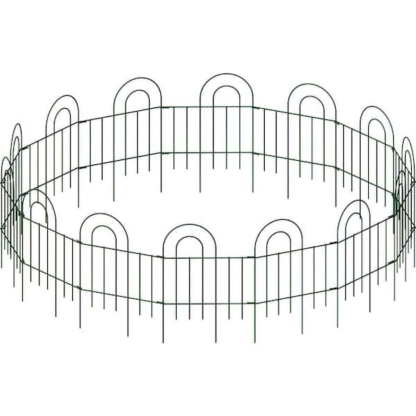 245 in. L x 24 in. H 14-Panels Green Composite Fence Rail Decorative Garden Fence, Decorative Border Fence for Landscape