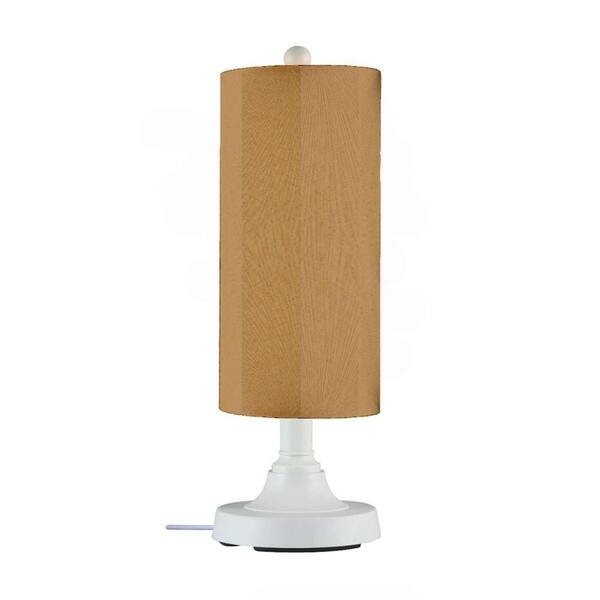 Patio Living Concepts Coronado 30 in. White Outdoor Table Lamp with Straw Linen Cylinder Shade