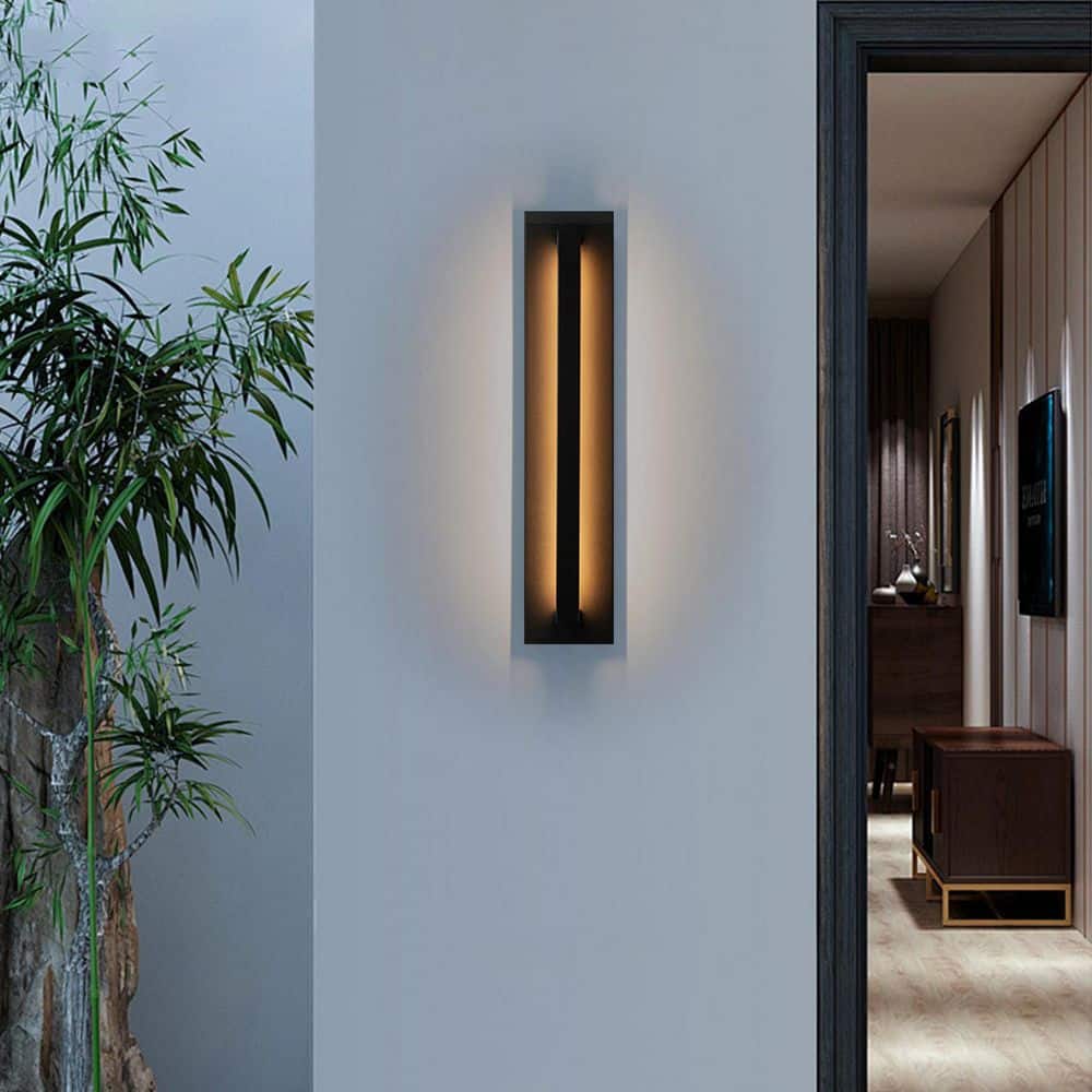 Modern Black Integrated Led Outdoor Wall Sconce - 23 in. Hardwired, No Bulb price history on PriceWatchPro