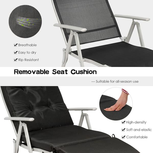 mond Ben depressief inschakelen SUNRINX Outdoor Lightweight Folding Chaise Lounge Chair with Black Cushion  for Patio Poolside SRDECK06BK - The Home Depot
