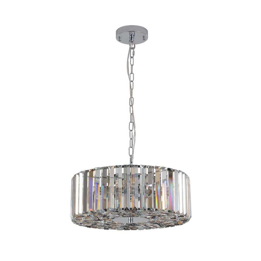 4 Light Silver No Decorative Accents Drum Circle Chandelier for Living Room with No Bulbs Included price history on PriceWatchPro