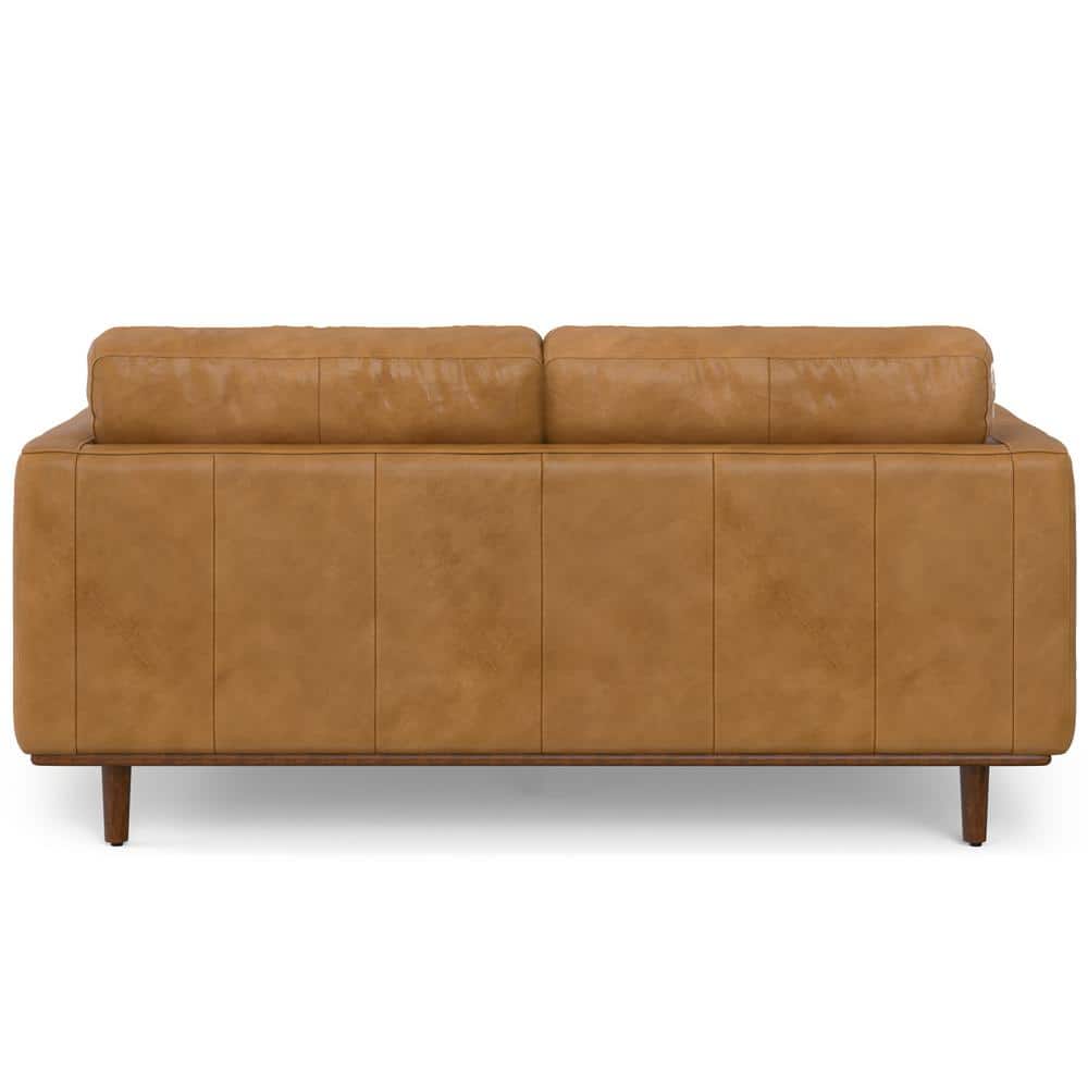Morrison Sienna Leather Mid-Century Modern Sofa with Ottoman