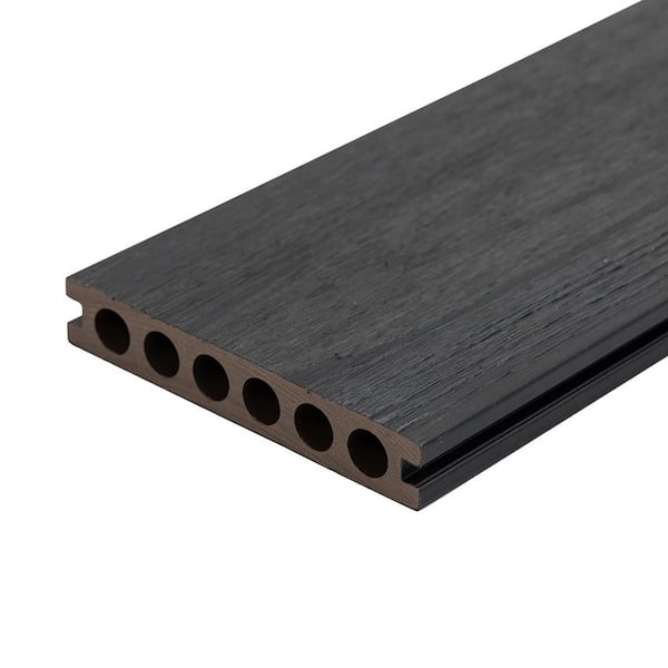 mondaria Outdoor Waterproof 1 in. x 5.4 in. x 8 ft. Black Hollow Composite Decking Board (3-Pack)