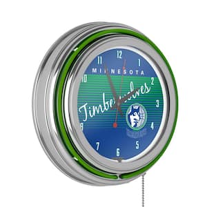 Minnesota Timberwolves Green Hardwood Classics Lighted Analog Neon Clock