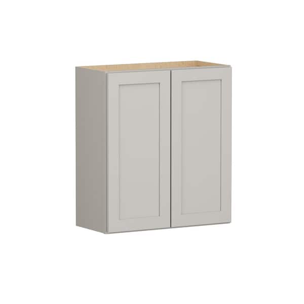 SIMPLY WOODMARK PRO Shaker Full Overlay 27 in. W x 12 in. D x 30 in. H Plywood Assembled Wall Kitchen Cabinet in Stone Gray