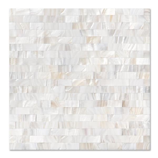 Art3d Natural Sea Shell/Peal White Seamless 12 in. x 12 in. Rectangle Subway Mosaic Wall Tile Backsplash (1 sq. ft./Each)