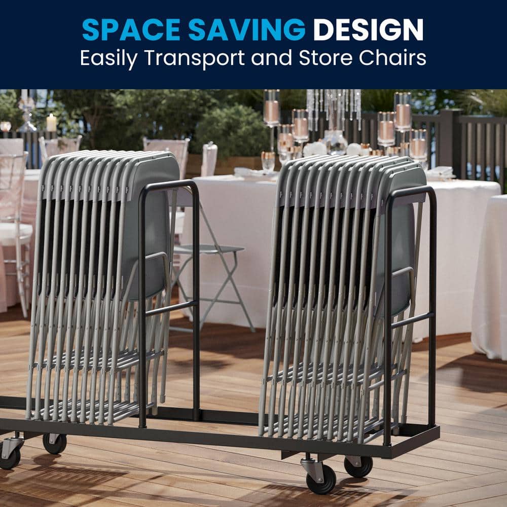 Gray Metal Lightweight Folding Utility Chairs Set of 10