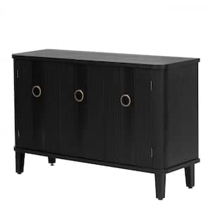 47.2 in. W x 15.7 in. D x 31.5 in. H Black Linen Cabinet Solid Wood with Three fir Doors, Suitable for Living Room