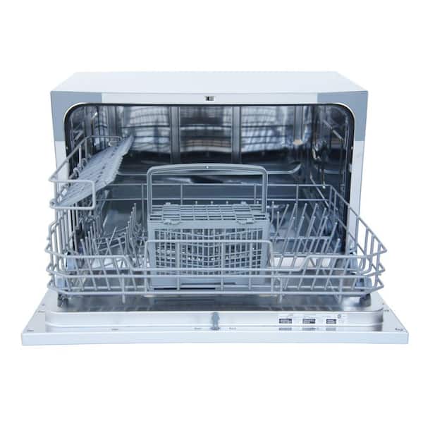 21 in. Front LED Control Countertop Dishwasher in Silver with 7-Cycles, 6 Place Settings Capacity and 55dBA