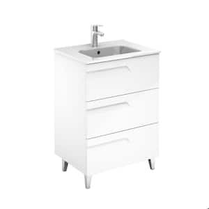 Vitale 24 in. W and 18 in. D 3-Drawers Vanity in White with White Basin