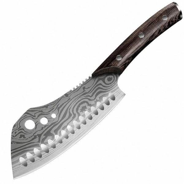 7 in. Stainless Steel Full Tang Chef's Knife with Herb Stripper for Slicing, Chopping, Dicing, Mincing