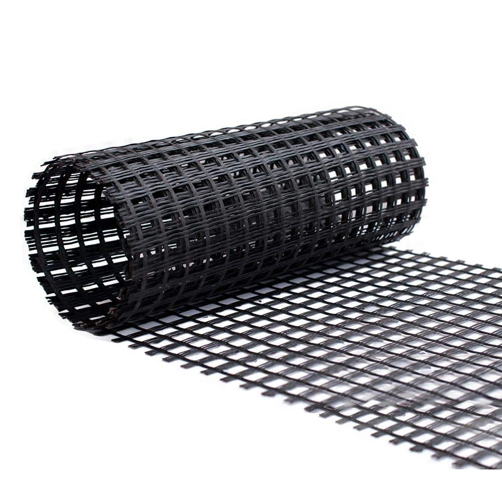 Wellco 4.9 ft. W x 98.4 ft. L x 0.2 in. H 80KN Biaxial Geogrid Black Plastic Paver Base for Landscaping, Sheds
