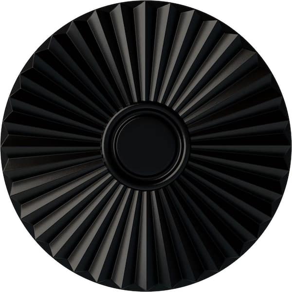 Ekena Millwork 19-3/4" x 1-3/8" Shakuras Urethane Ceiling Medallion (For Canopies upto 5"), Hand-Painted Jet Black