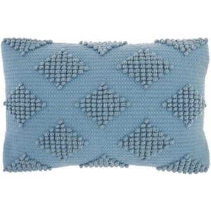 Lifestyles Ocean Blue Geometric 20 in. x 12 in. Rectangle Throw Pillow