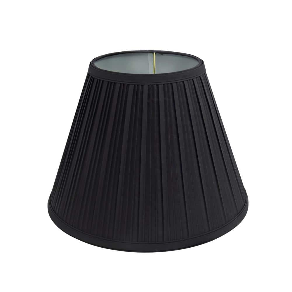 Black Pleated Tetoron Cotton Empire Lamp Shade, 10" Wide