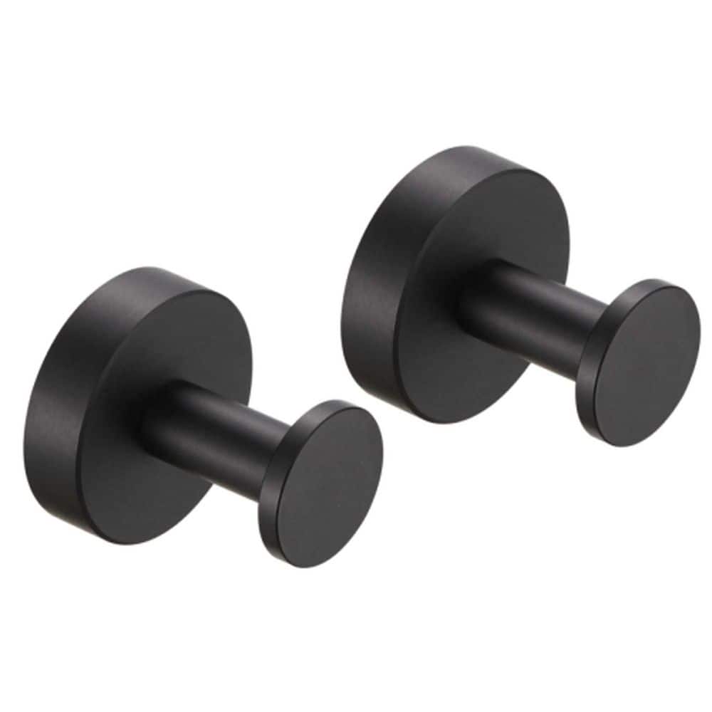 FUNKOL 2Aluminum Round Bottom Towel Hooks With Screws in Matte Black