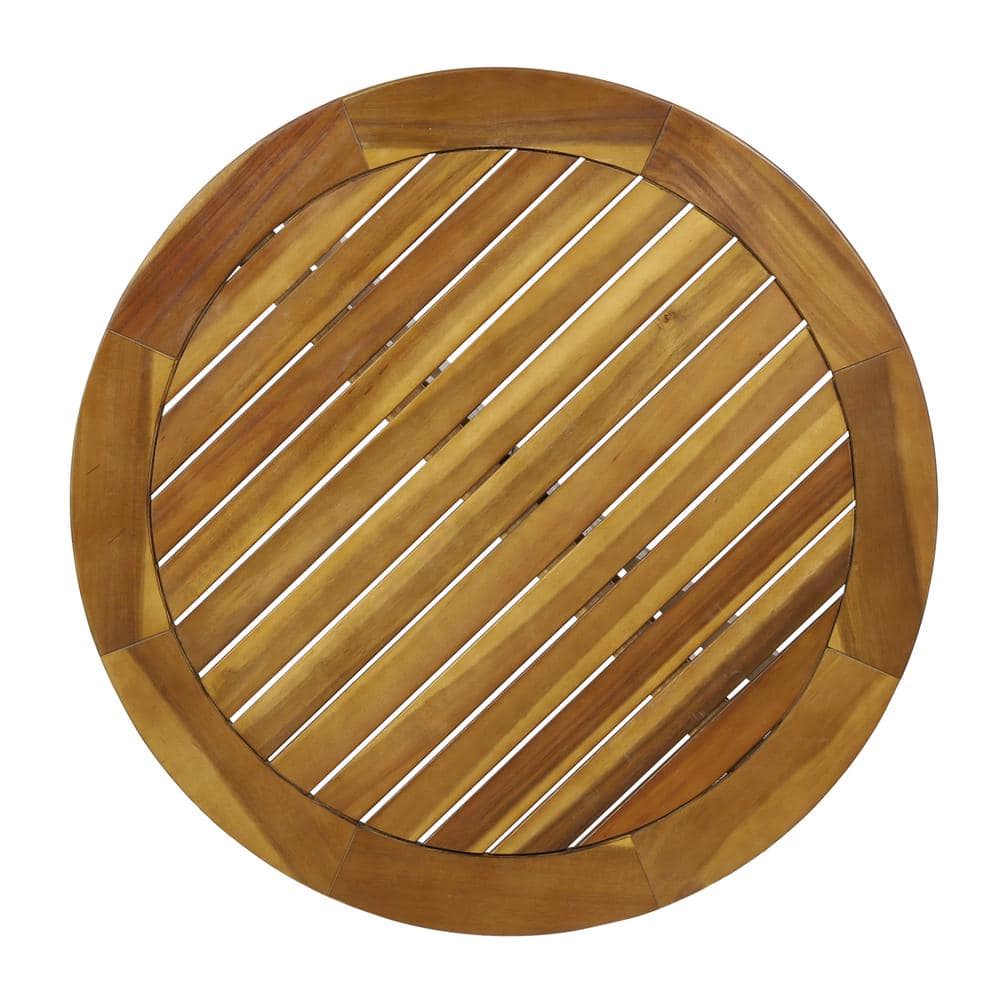 Teak Round Acacia Wood Outdoor Bistro Table with X Legs