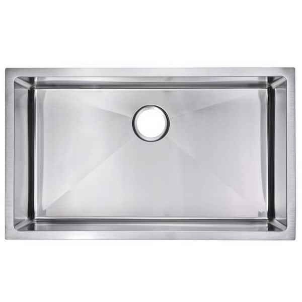 Water Creation Undermount Stainless Steel 32 in. Single Bowl Kitchen Sink in Satin