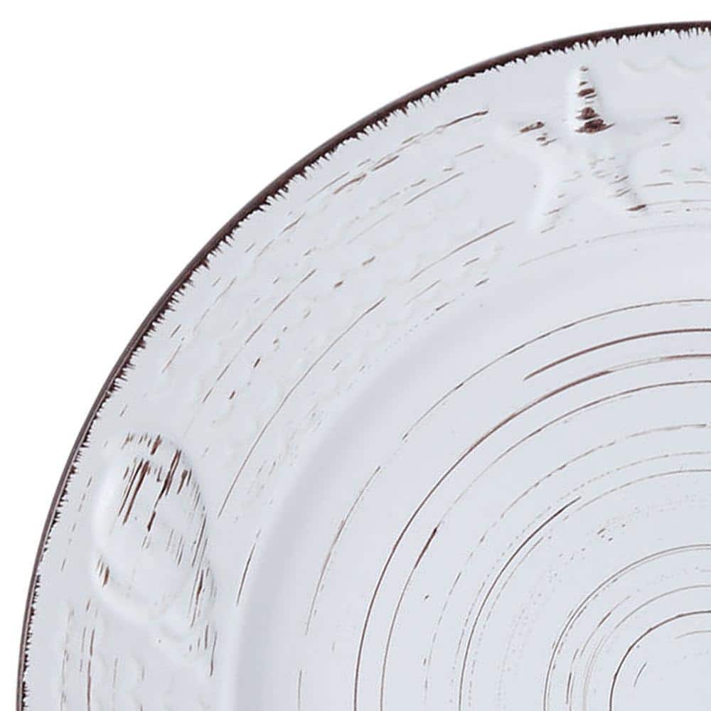 White Ceramic 16-Piece Weathered Dinnerware Set, Service for 4
