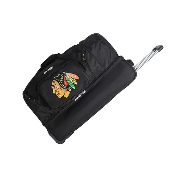 NHL Chicago Blackhawks 27 in. Black Rolling Bottom Duffel Bag
