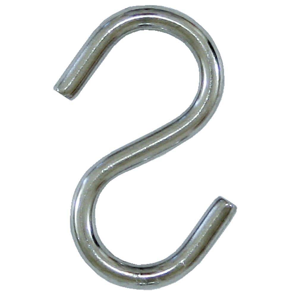 Lehigh 10 lb. x 9/64 in. x 1-1/2 in. Stainless-Steel S-Hooks (3-Pack) 7151S  - The Home Depot
