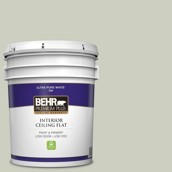 BEHR PREMIUM PLUS 5 gal. #PPU10-11 Sliced Cucumber Ceiling Flat Interior Paint