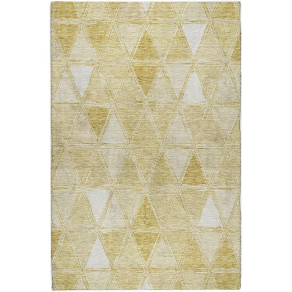 Dream Shag Premium Machine Washable Abstract ADS722 Gold 5 ft. x 7 ft. 6 in. Area Rug
