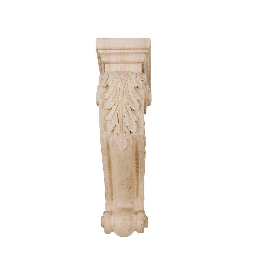 11" Hand Carved Alder Wood Acanthus Leaf Corbel