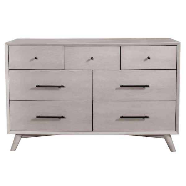 mid century modern dresser grey DH BASIC Mid-Century Modern Distressed Grey 47-inch Wide 6-Drawer Dresser  with Bar Pulls by Denhour - On Sale - Bed Bath & Beyond